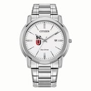 Men's Citizen Watch Silver Southern Oregon Raiders Eco-Drive White Dial Stainless Steel Watch