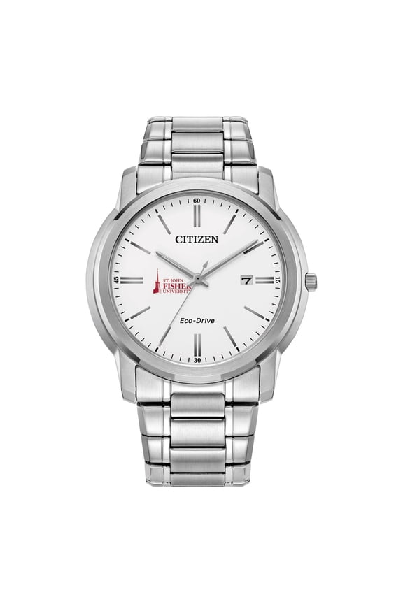 Men's Citizen Watch  Silver St. John Fisher Cardinals Eco-Drive White Dial Stainless Steel Watch