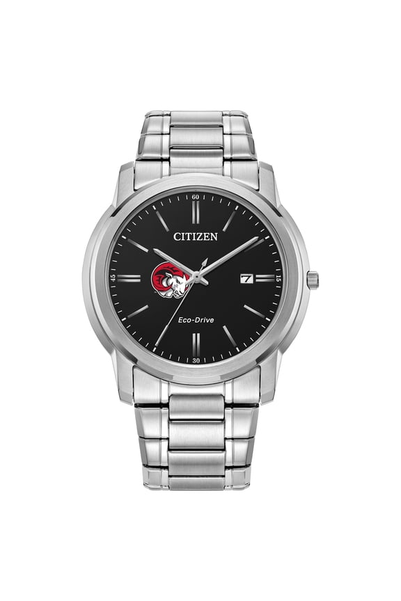 Men's Citizen Watch Silver Winston-Salem State Rams Eco-Drive Black Dial Watch