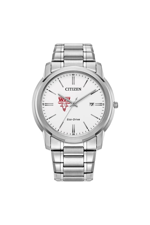 Men's Citizen Watch Silver Worcester Polytechnic Institute Engineers Eco-Drive White Dial Stainless Steel Watch