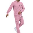 thumbnail image 1 of Men's City Letter Print Hoodie Set Oversized Multiple Fashion Styles Sweatsuits Comfort Soft Hoodies & Sweatpants Set (Pink, S), 1 of 8