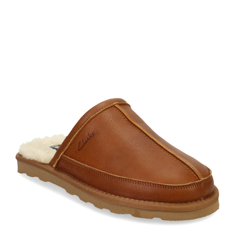 Men s Clarks Leather Scuff Slipper Walmart