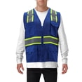 thumbnail image 1 of Men's Class 2 Type R Safety High Visibility Zipper Reflective Neon Work Vest (Royal Blue, XL), 1 of 3