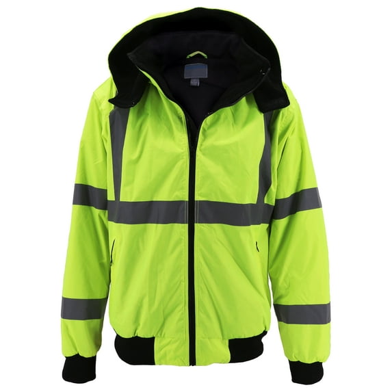 Men's Class 3 Safety High Visibility Water Resistant Reflective Neon Work Jacket (Neon Yellow, 3XL)