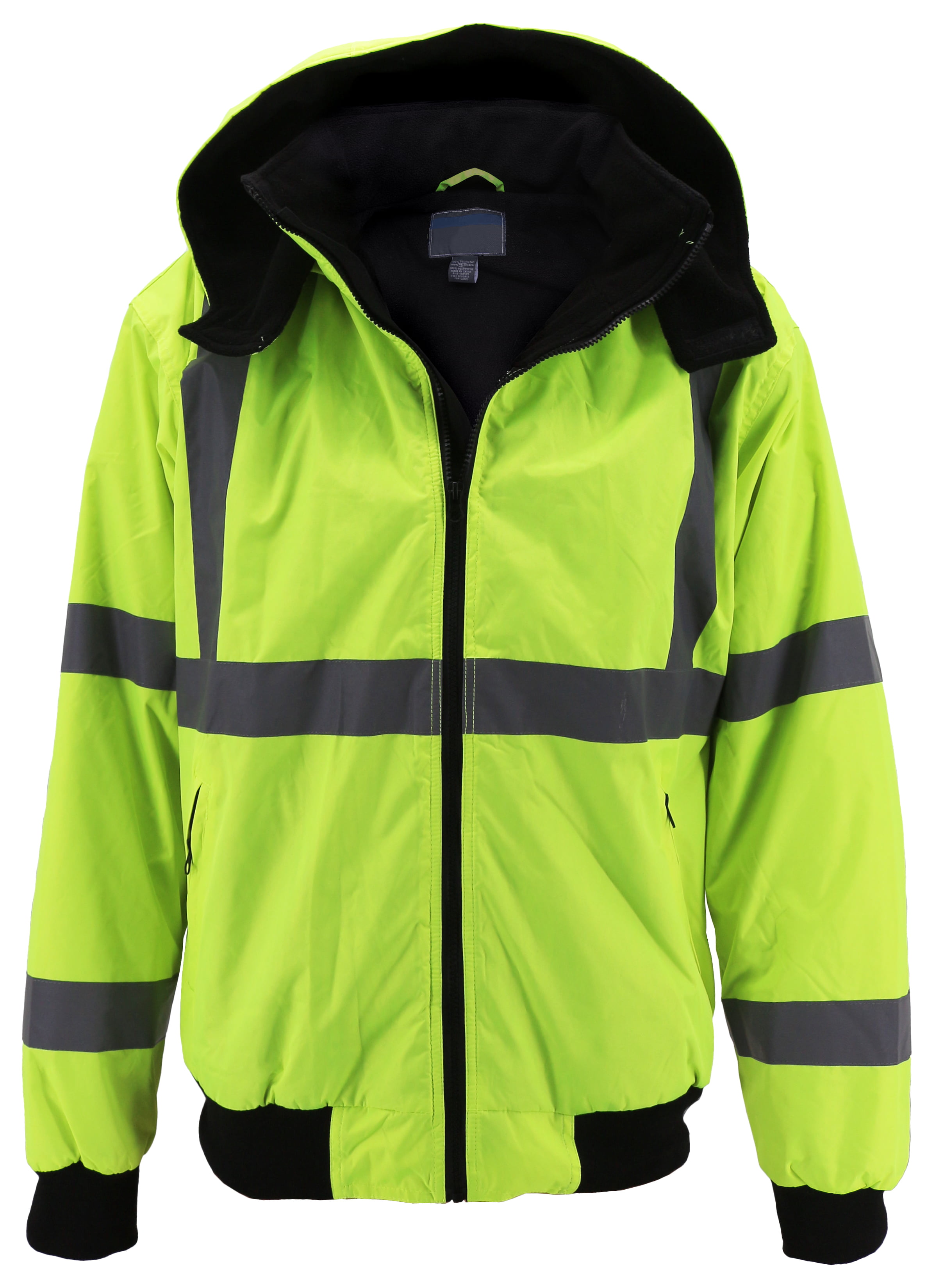 TCCFCCT Work Jackets for Men, Class 3 Hi Vis Reflective Safety Jackets for Men, Waterproof High Visibility Winter Bomber Rain Jacket for Mens