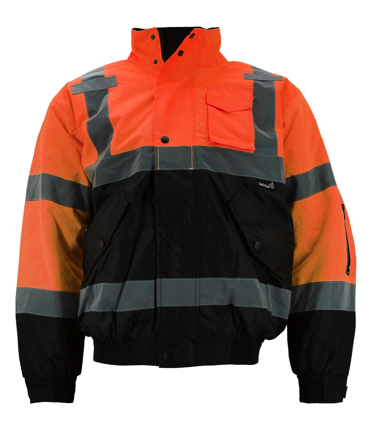 Men s Class 3 Safety High Visibility Water Resistant Reflective Neon Work Jacket Tuff Gard Neon Orange M