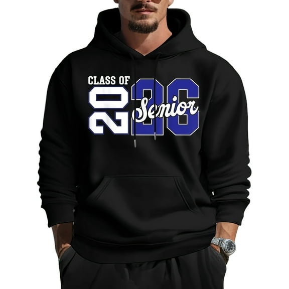 Men's Class of 2026 Senior Graduation Hoodie - 26 Last First Day Graphic Pullover with Number 26 Design, Heavyweight 460gsm Casual Streetwear,