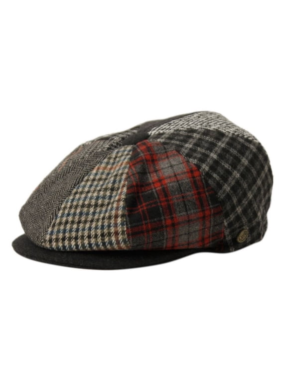 Men's Classic 8 Panel Patchwork Wool Blend Newsboy Ivy Cap Snap Brim Tweed Gatsby Hat