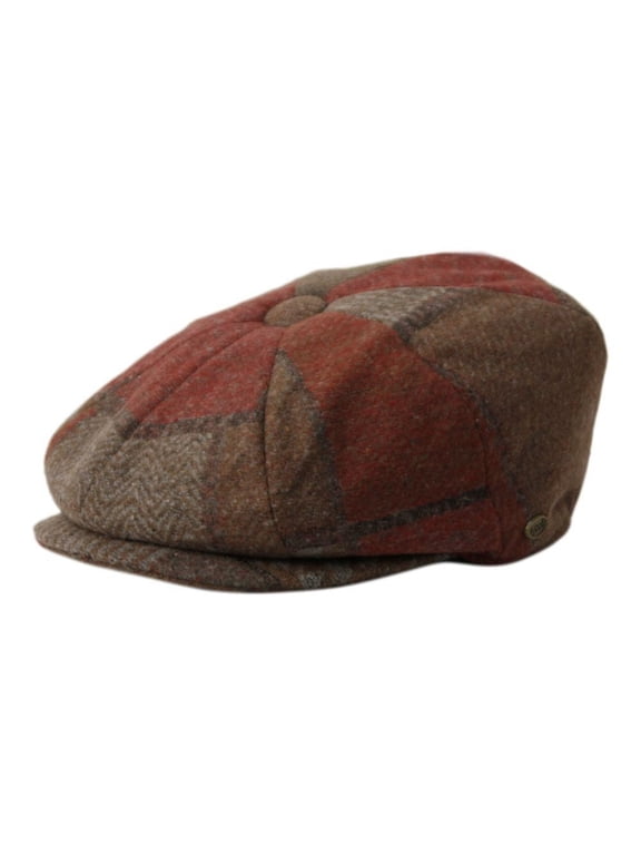 Men's Classic 8 Panel Wool Blend Newsboy Ivy Cap Snap Brim Tweed Gatsby Hat