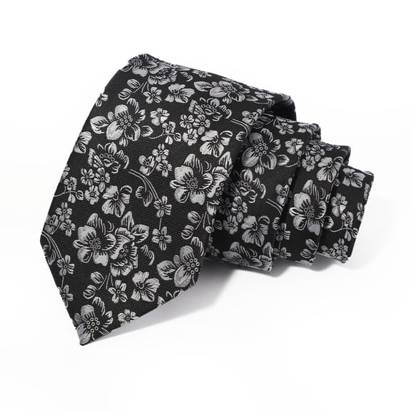 Men's Classic 8cm Jacquard Woven Floral Necktie, Embroidered Accents, Standard Width Self-Tied Tie for Business, Weddings & Formal Events YT30