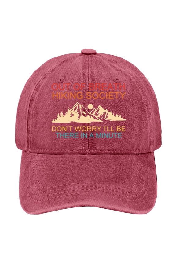 Men's Classic Adjustable Baseball Cap Fun Hiking Vintage Print Trucker Hat Lightweight Breathable Red One Size