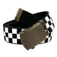 thumbnail image 1 of Men's Classic Antique Gold Military Slider Belt Buckle with Canvas Web Belt Medium Checkered, 1 of 3