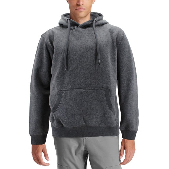 Men's Classic Athletic Drawstring Fleece Sport Gym Sweater Pullover Hoodie (Charcoal, L)