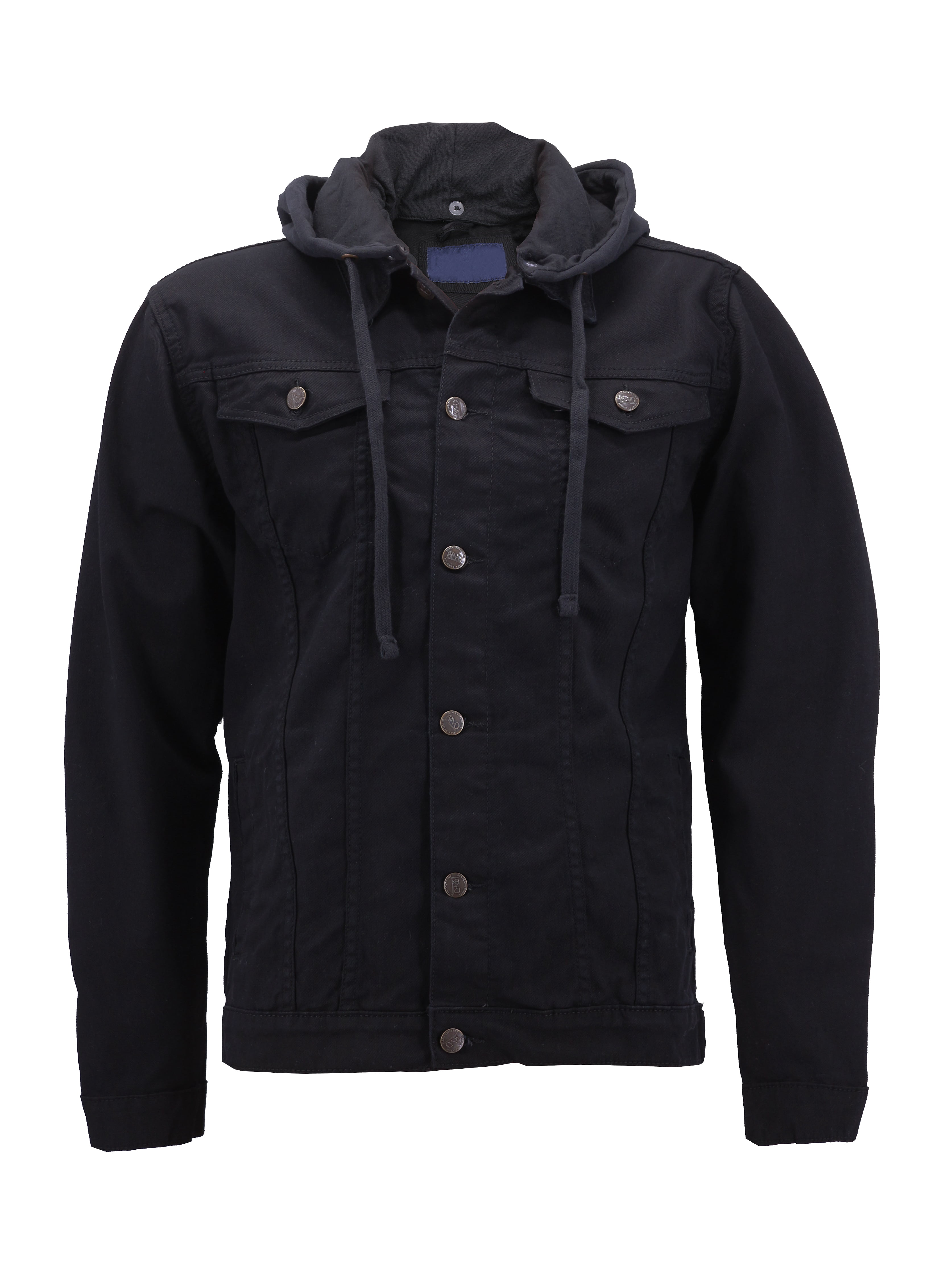 Lavnis Men's Jeans Jacket Hooded Denim Coat Casual Button Down
