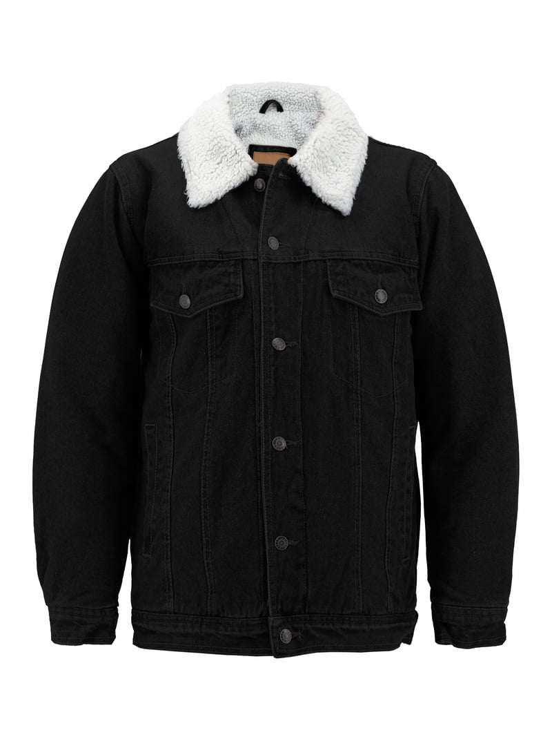 Men's Classic Button Up Sherpa Fleece Lined Cotton Denim Trucker
