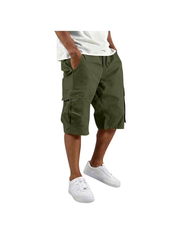Men's Classic Cargo Short Camo Cargo Shorts for Hiking Fishing Army Green XXL