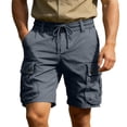 thumbnail image 1 of Men's Classic Cargo Shorts 10" Inseam Summer Work Utility Short Pants Twill Elastic Waist Drawstring Knee Length Multi Pockets for Hiking Camping Travel, 1 of 6