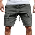 thumbnail image 1 of Men's Classic Cargo Shorts with Drawstring and 6 Pockets, Relaxed Fit, Classic 10" Casual Lightweight Summer Cargo Shorts for Work (Dark Gray, XL), 1 of 7