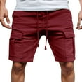 thumbnail image 1 of Men's Classic Cargo Shorts with Drawstring and 6 Pockets, Relaxed Fit, Classic 10" Casual Lightweight Summer Cargo Shorts for Work (Wine, M), 1 of 7