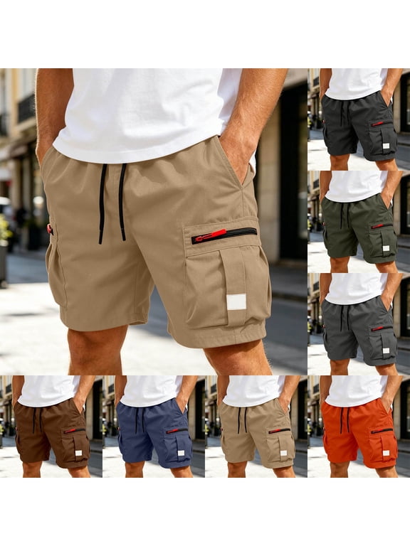 Men's Classic Cargo Stretch Short Casual Summer Beach Lightweight Relaxed Fit Swim Trunks Casual Work Shorts with Pockets Khaki S-3XL