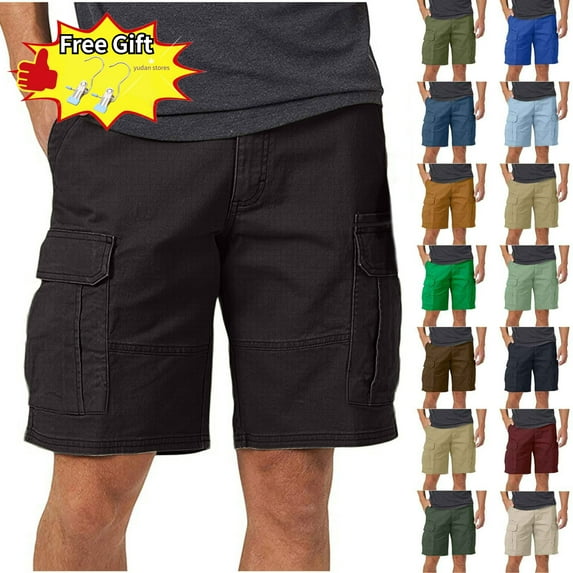 Men's Classic Cargo Stretch Short Men Pocket Solid Color Casual Five Point Casual Shorts,ZA-Gray XXXL