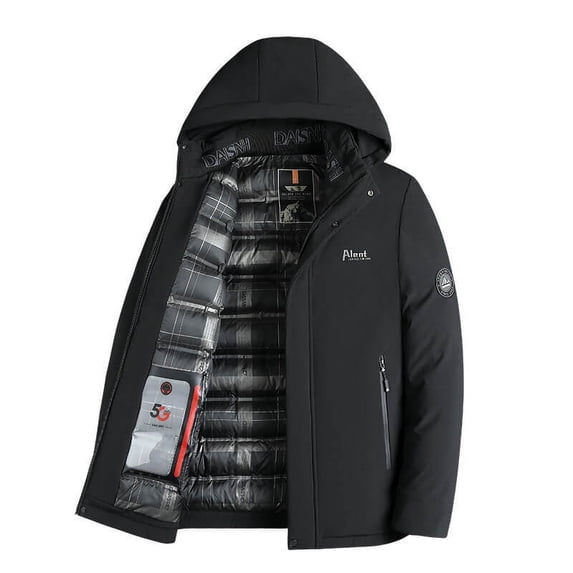 Men's Classic Casual Cotton and Fleece Jacket - Removable Hood