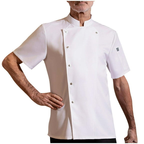 Men's Classic Chef Works Unisex Jackets Short Sleeve Breathable Kitchen Chef Button Shirts Top Restaurant Uniforms