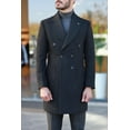 thumbnail image 1 of Men's Classic Coat, 80% Wool Soft Textured Buttoned Black Men's Jacket, 1 of 5