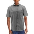thumbnail image 1 of Men’s Classic Collared Short Sleeve Embroidered Logo Solid Button Down Shirt (Black, S), 1 of 2