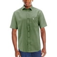 thumbnail image 1 of Men’s Classic Collared Short Sleeve Embroidered Logo Solid Button Down Shirt (Napa, M), 1 of 2