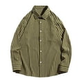 thumbnail image 1 of Men's Classic Color Contrast Striped Shirt Comfort Loose Fit Casual Long Sleeve Shirts Button Down Shirts with Pocket, 1 of 2