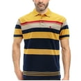 thumbnail image 1 of Men's Classic Cotton Blend Logo Short Sleeve Striped Embroidered Polo Shirt (Gold, XL), 1 of 3