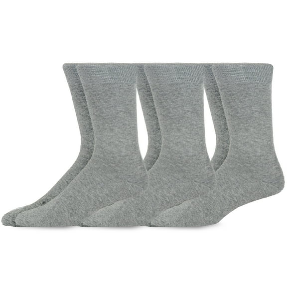 Men's Classic Cotton Crew Dress Socks 3-Pair 10-13 Gift for Him Office School Socks (Solid Heather Grey)
