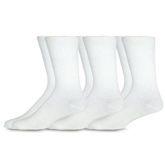 Men's Classic Cotton Crew Dress Socks 3-Pair 10-13 Gift for Him Office School Socks (Solid White)