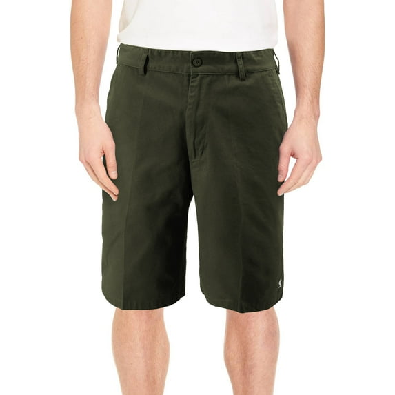 Men's Classic Cotton Regular Fit Embroidered Casual Fashion Chino Shorts (Dark Olive, 30)