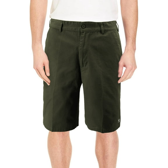 Men's Classic Cotton Regular Fit Embroidered Casual Fashion Chino Shorts (Dark Olive, 40)