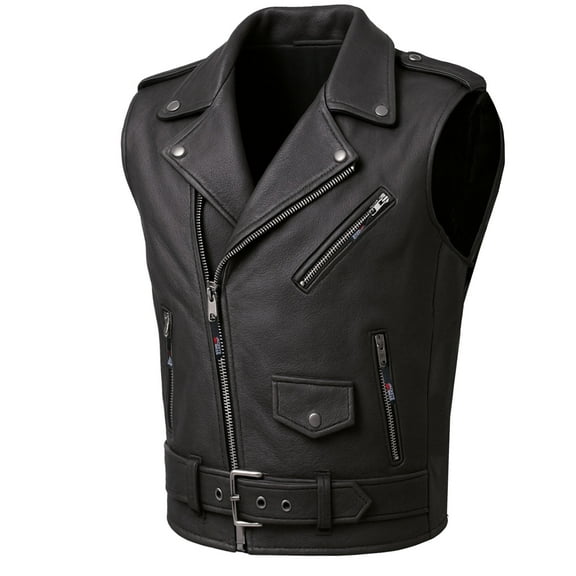 Men's Classic Cowhide Leather Motorcycle Biker Vest Stylish Vintage Club Riding Cruiser Touring Fashion Vest for Men 3XL