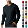 thumbnail image 1 of Men's Classic Crew Neck Long Sleeve T-Shirt Solid Color Soft Cotton Basic Pullover Casual Fall Layering Plain Top, 1 of 5