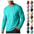 thumbnail image 1 of Men's Classic Crew Neck Long Sleeve T-Shirt Solid Color Soft Cotton Basic Pullover Casual Fall Layering Plain Top, 1 of 5