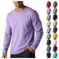 thumbnail image 1 of Men's Classic Crew Neck Long Sleeve T-Shirt Solid Color Soft Cotton Basic Pullover Casual Fall Layering Plain Top, 1 of 5
