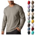 thumbnail image 1 of Men's Classic Crew Neck Long Sleeve T-Shirt Solid Color Soft Cotton Basic Pullover Casual Fall Layering Plain Top, 1 of 5