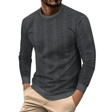 Men's Classic Crewneck Long Sleeve Knit Sweater Soft, Comfortable, Versatile Pullover for Casual Wear Black