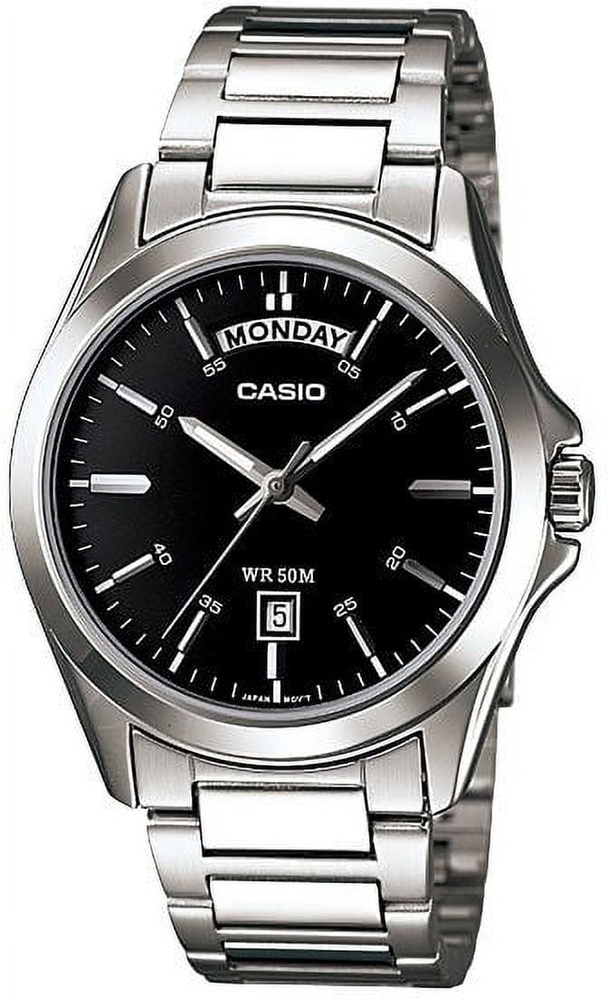 Casio Men's Silver Watch, Day and Date, Stainless Steel, Quartz