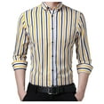 thumbnail image 1 of Men's Classic Dress Shirt Collared Long Sleeve Slim Fit Vertical Striped Work Blouse Business Button Down Shirts, 1 of 3