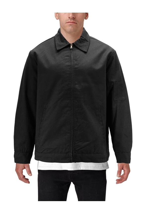 Men's Classic Eisenhower Ike Waist Length Lined Insulated Workwear Jacket (Black, 2XL)