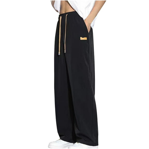 Men's Classic-FIT Fashion Summer Slim Casual Solid Classic Long Pants Pantalones Para Hombre Black 3XL