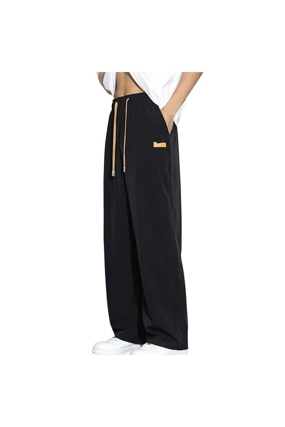 Men's Classic-FIT Fashion Summer Slim Casual Solid Classic Long Pants Pantalones Para Hombre Black 3XL