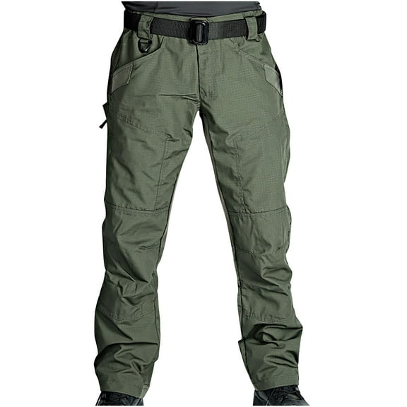 Men's Classic-FIT Pants Pocket Water Ripstop Hiking Pants Lightweight Cargo Fishing Military Pants Pantalones Para Hombre Green XL