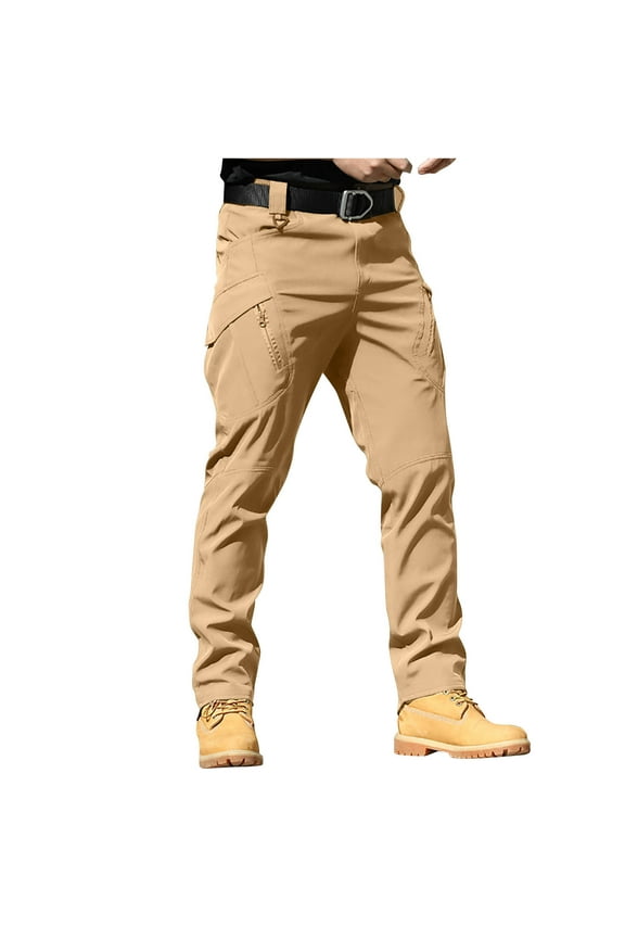 Men's Classic-FIT Pants Pocket Water Ripstop Hiking Pants Lightweight Cargo Fishing Military Pants Spring/Summer Pants for Men Brown S