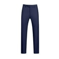 thumbnail image 1 of Men's Classic-FIT Straight Solid Color Pocket Casual Suit Button Pants Regular Straight Pant Navy 3XL, 1 of 3